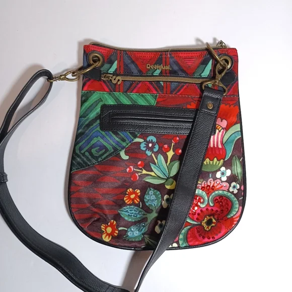 Desigual Bandolera Paulina Woven Cross Body Bag Mix Pattern - Picture 2 of 9